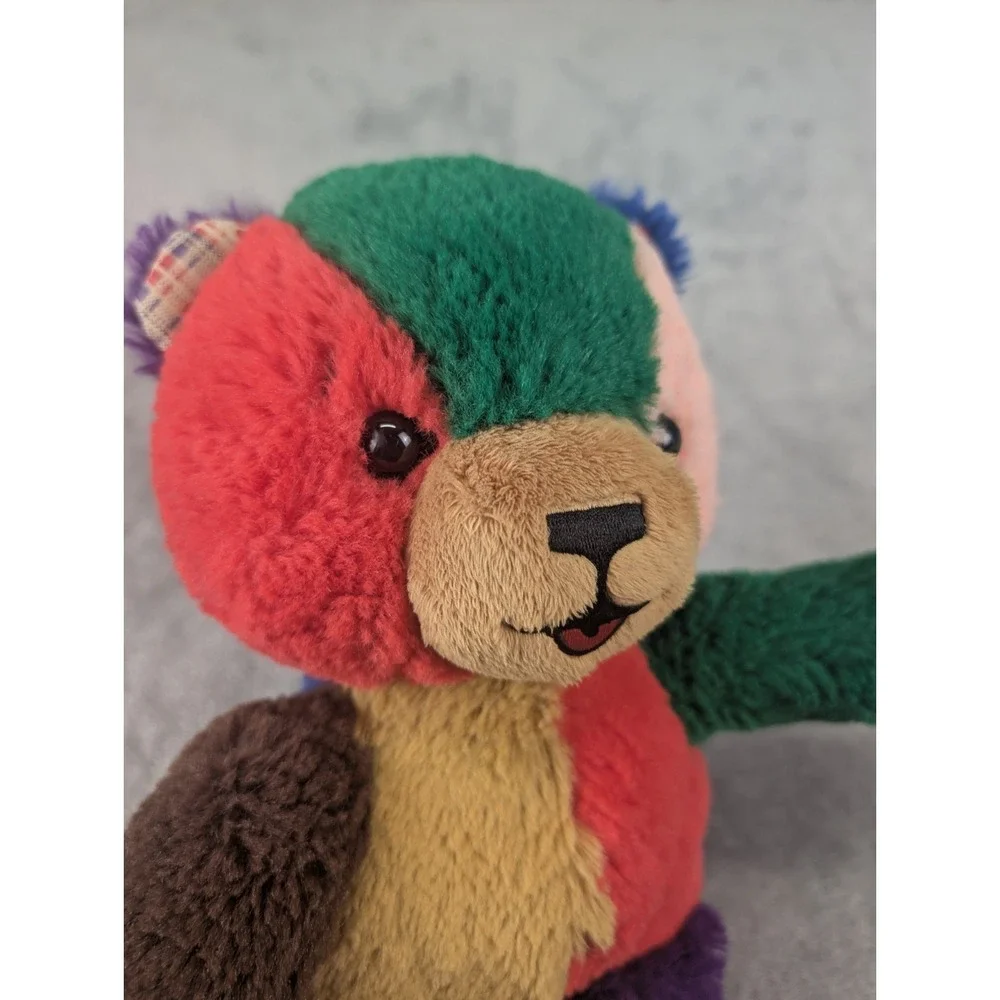 Vintage Peef Plush Bear Christmas Teddy Colorblock Stuffed Animal 1996 90s Book